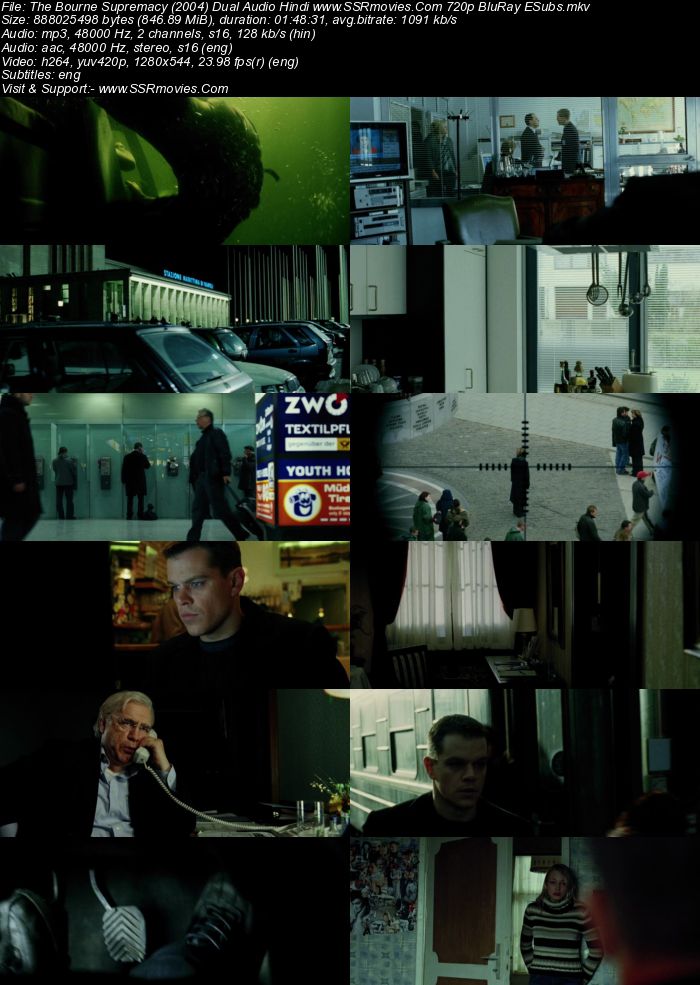 The Bourne Supremacy (2004) Dual Audio Hindi 720p BluRay x264 1.1GB Full Movie Download