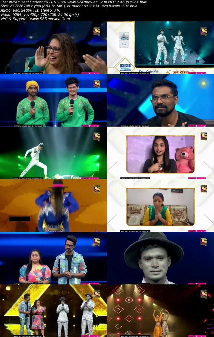 Indias Best Dancer 19 July 2020 HDTV 720p 480p x264 300MB Download