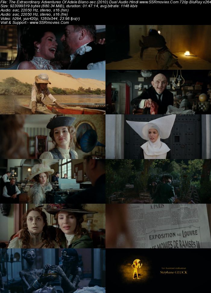 The Extraordinary Adventures of Adèle Blanc-Sec (2010) Dual Audio Hindi 720p BluRay x264 850MB Full Movie Download