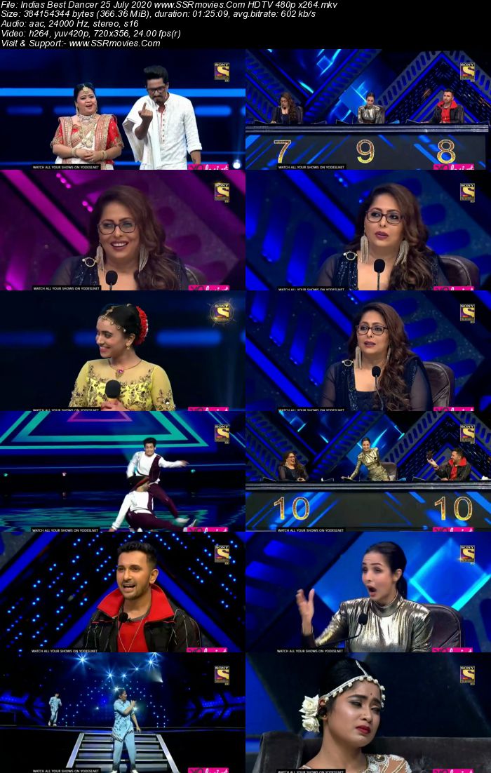 Indias Best Dancer 25 July 2020 HDTV 720p 480p x264 300MB Download