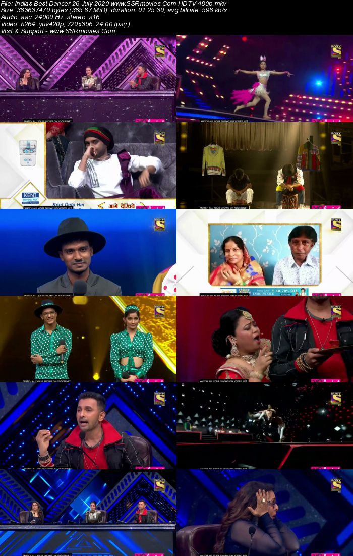 Indias Best Dancer 26 July 2020 HDTV 720p 480p x264 300MB Download