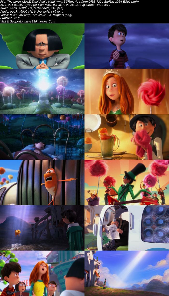 The Lorax (2012) Dual Audio Hindi 480p BluRay x264 300MB ESubs Full Movie Download