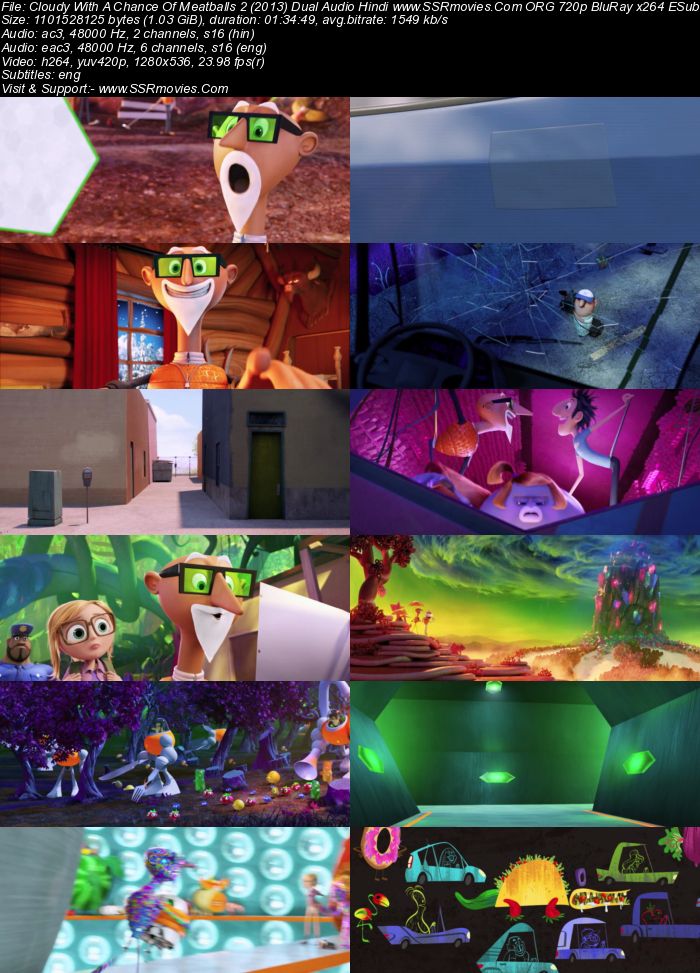 Cloudy With a Chance of Meatballs 2 (2013) Dual Audio Hindi 720p BluRay x264 1GB Full Movie Download