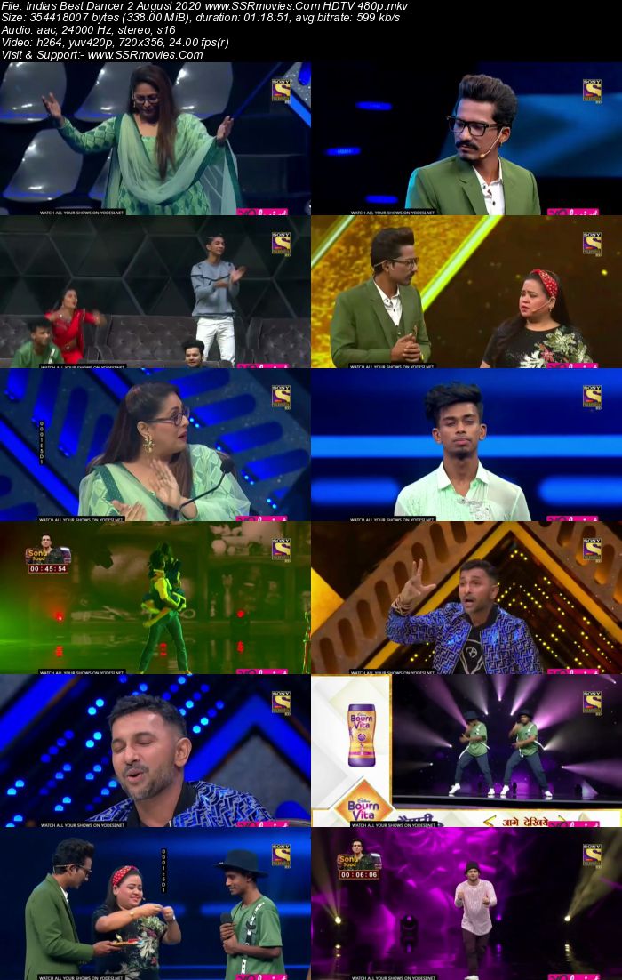 Indias Best Dancer 2nd August 2020 HDTV 720p 480p x264 300MB Download