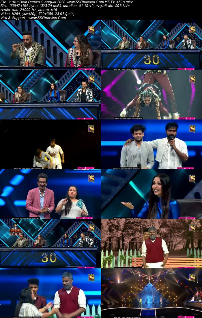 Indias Best Dancer 9 August 2020 HDTV 480p 720p x264 300MB