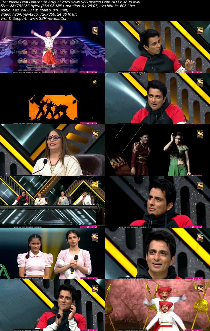 Indias Best Dancer 15th August 2020 HDTV 720p 480p x264 300MB Download