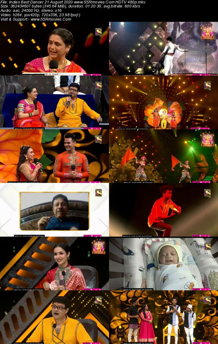 Indias Best Dancer 22 August 2020 HDTV 720p 480p x264 300MB Download