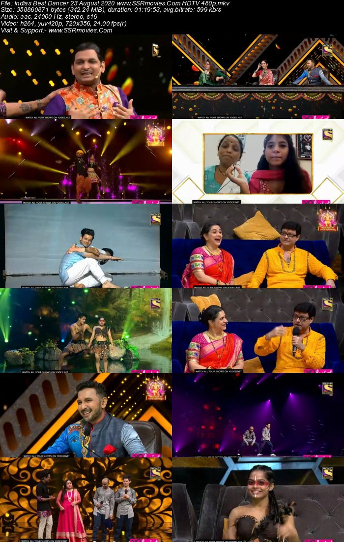 Indias Best Dancer 22 August 2020 HDTV 720p 480p x264 300MB Download