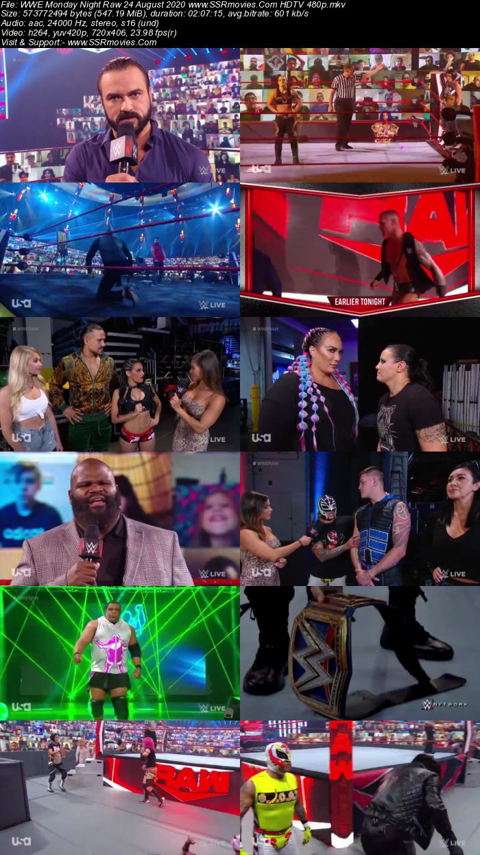 WWE Monday Night Raw 24 August 2020 Full Show Download HDTV WEBRip 480p 720p