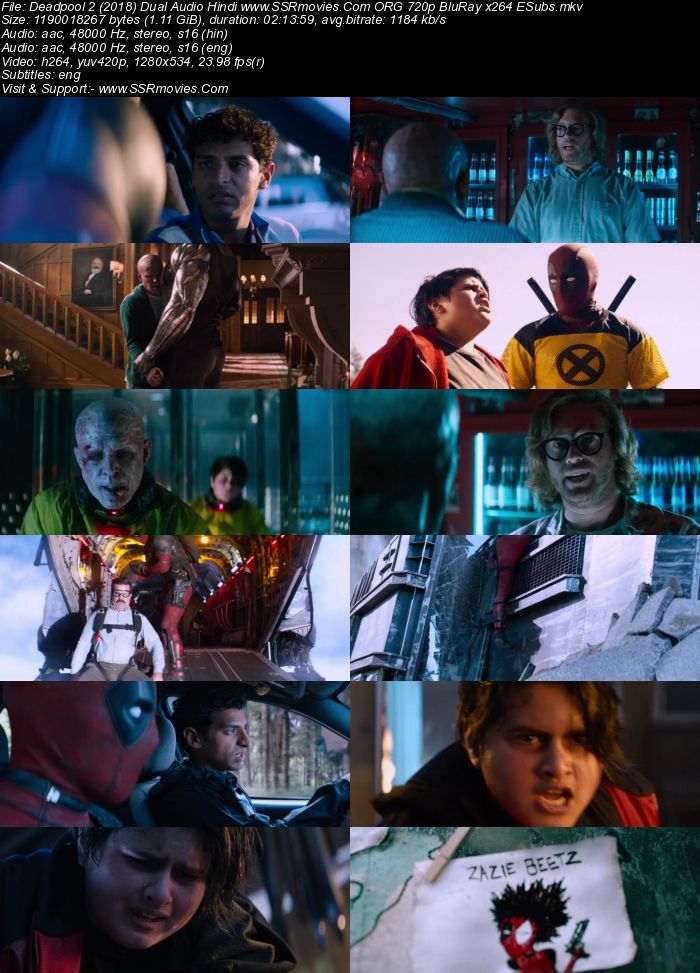 Deadpool 2 (2018) Dual Audio Hindi 720p BluRay x264 1.1GB Full Movie Download