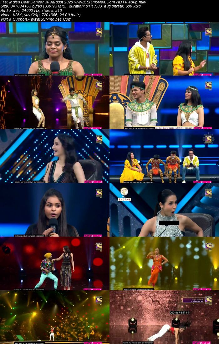 Indias Best Dancer 30 August 2020 HDTV 720p 480p x264 300MB Download