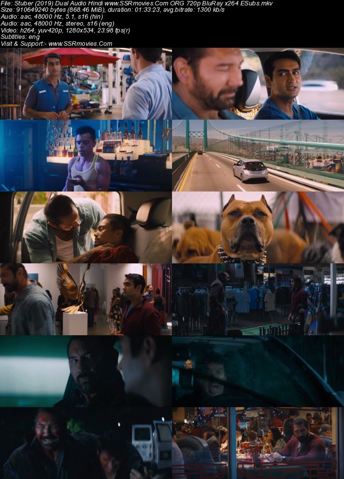 Stuber (2019) Dual Audio Hindi ORG 480p BluRay x264 300MB ESubs Full Movie Download