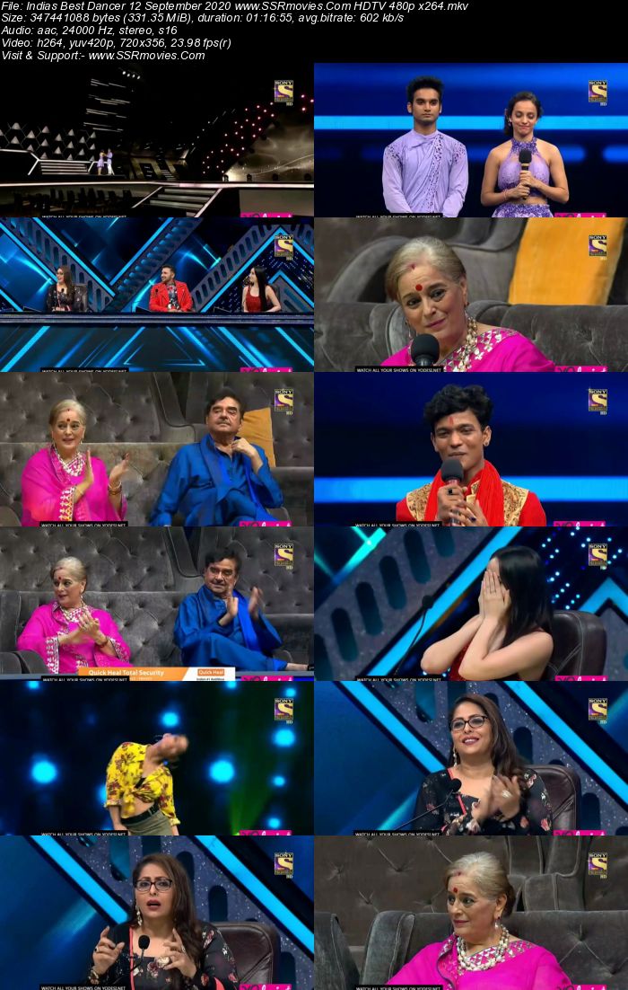 Indias Best Dancer 12 September 2020 HDTV 720p 480p x264 300MB Download