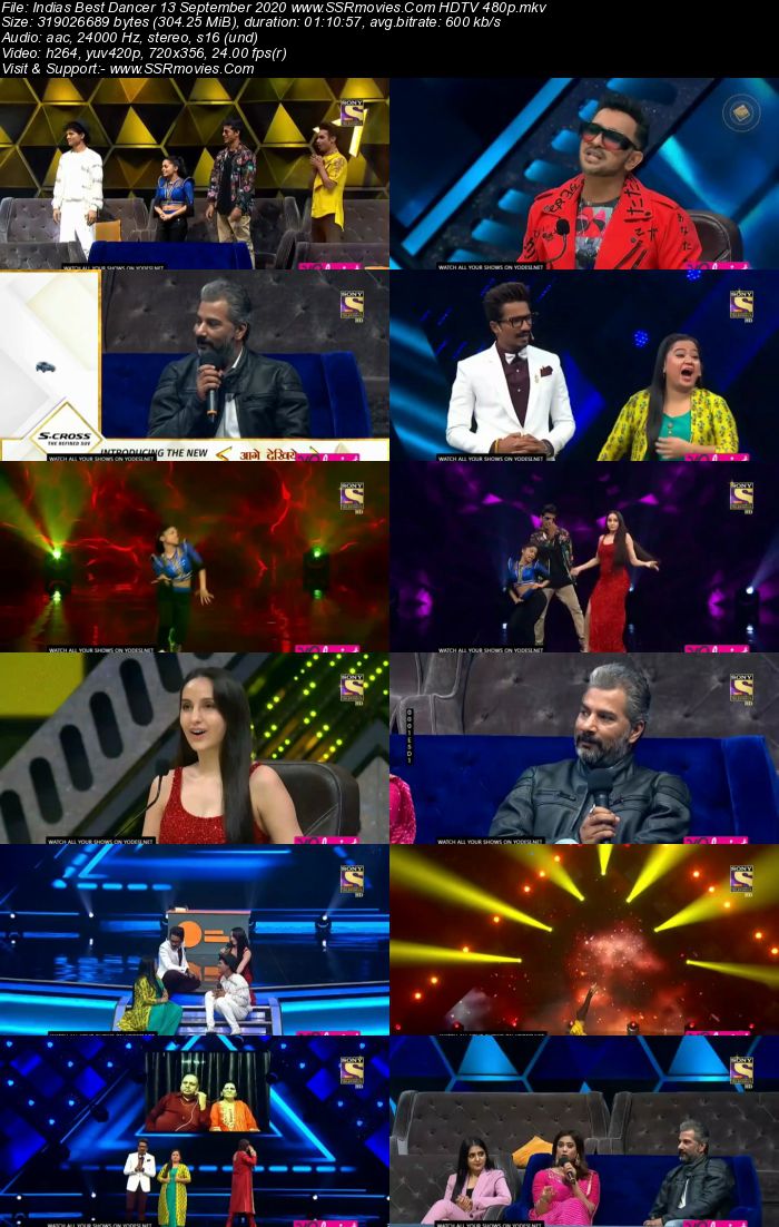 Indias Best Dancer 13 September 2020 HDTV 720p 480p x264 300MB Download