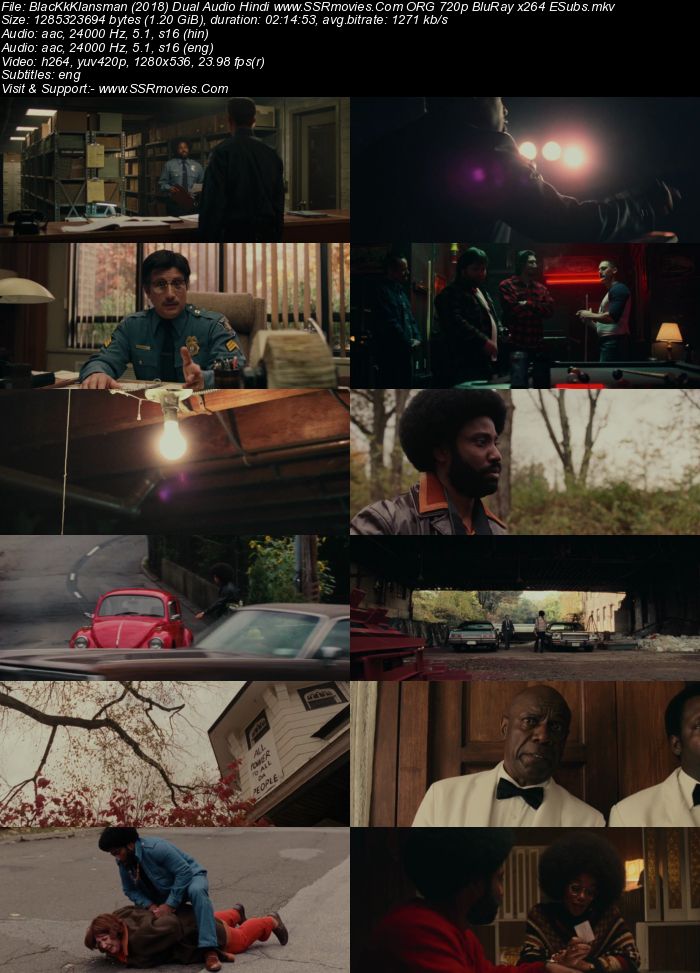 BlacKkKlansman (2018) Dual Audio Hindi 480p BluRay x264 450MB ESubs Full Movie Download