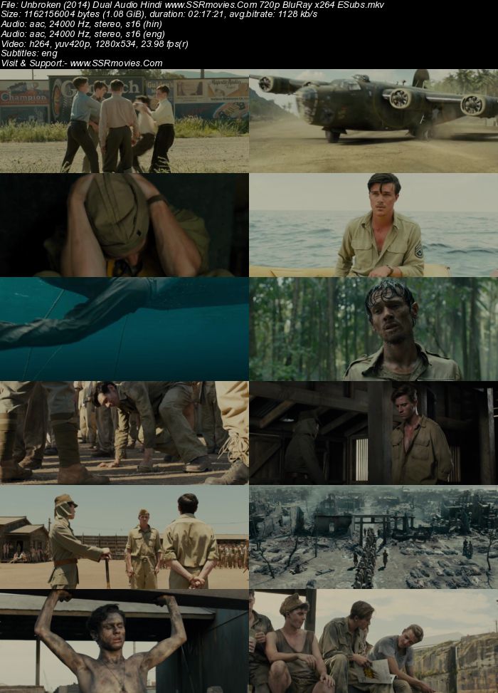 Unbroken (2014) Dual Audio Hindi 720p BluRay x264 1.1GB Full Movie Download