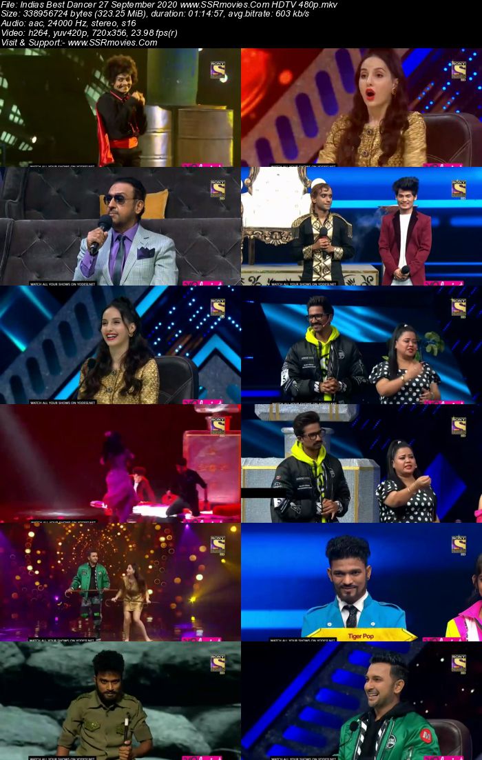 Indias Best Dancer 27 September 2020 HDTV 720p 480p x264 300MB Download