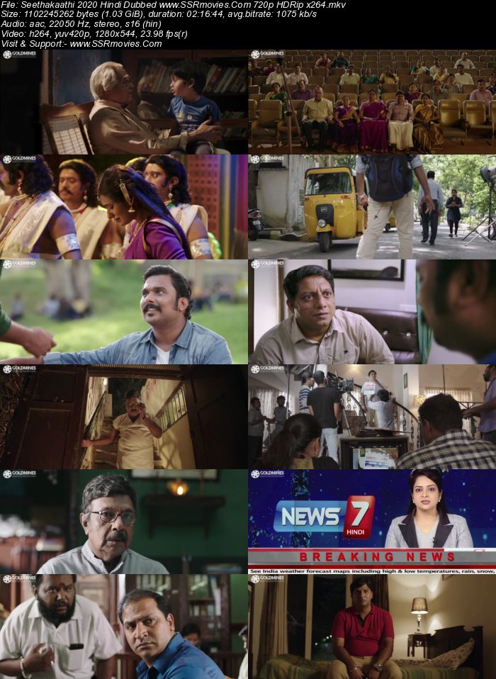 Seethakaathi (2020) Hindi Dubbed 480p HDRip x264 400MB Movie Download