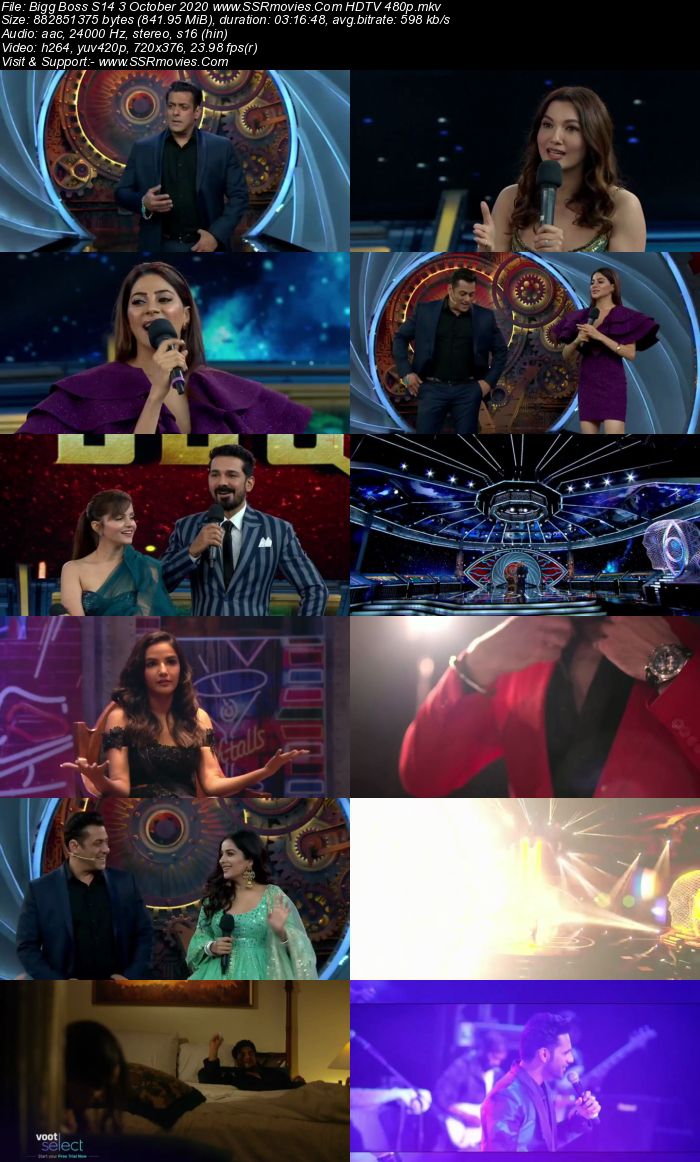 Bigg Boss S14 3 October 2020 HDTV 480p 720p 500MB Download