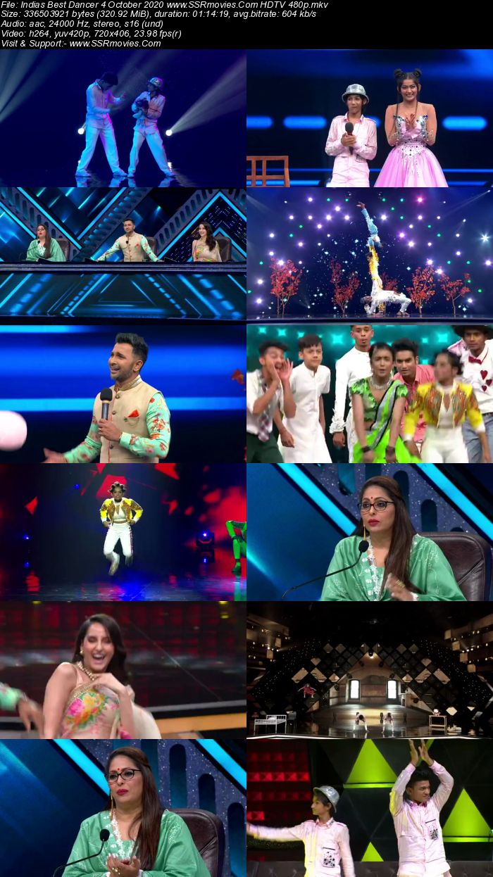 Indias Best Dancer 4 October 2020 HDTV 720p 480p x264 300MB Download