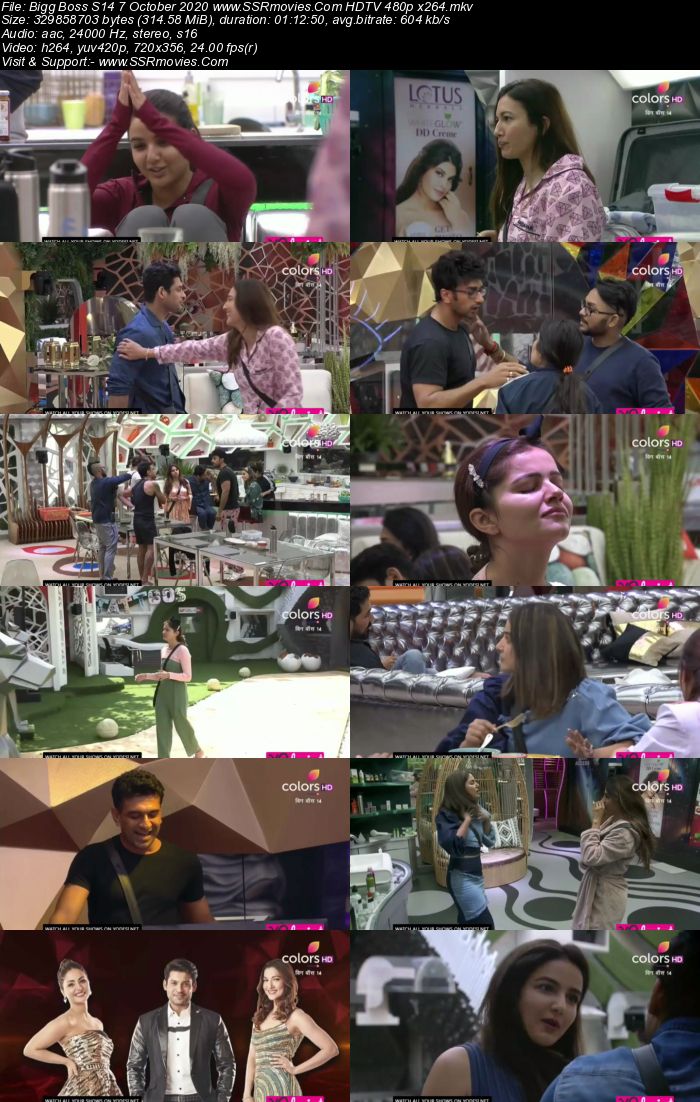 Bigg Boss S14 7 October 2020 HDTV 480p 720p 500MB Download