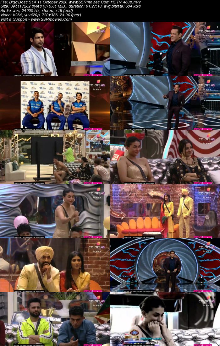 Bigg Boss S14 11 October 2020 HDTV 480p 720p 500MB Download