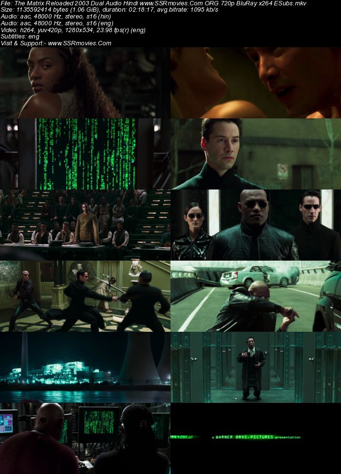 The Matrix Reloaded (2003) Dual Audio Hindi 480p BluRay 450MB ESubs Full Movie Download