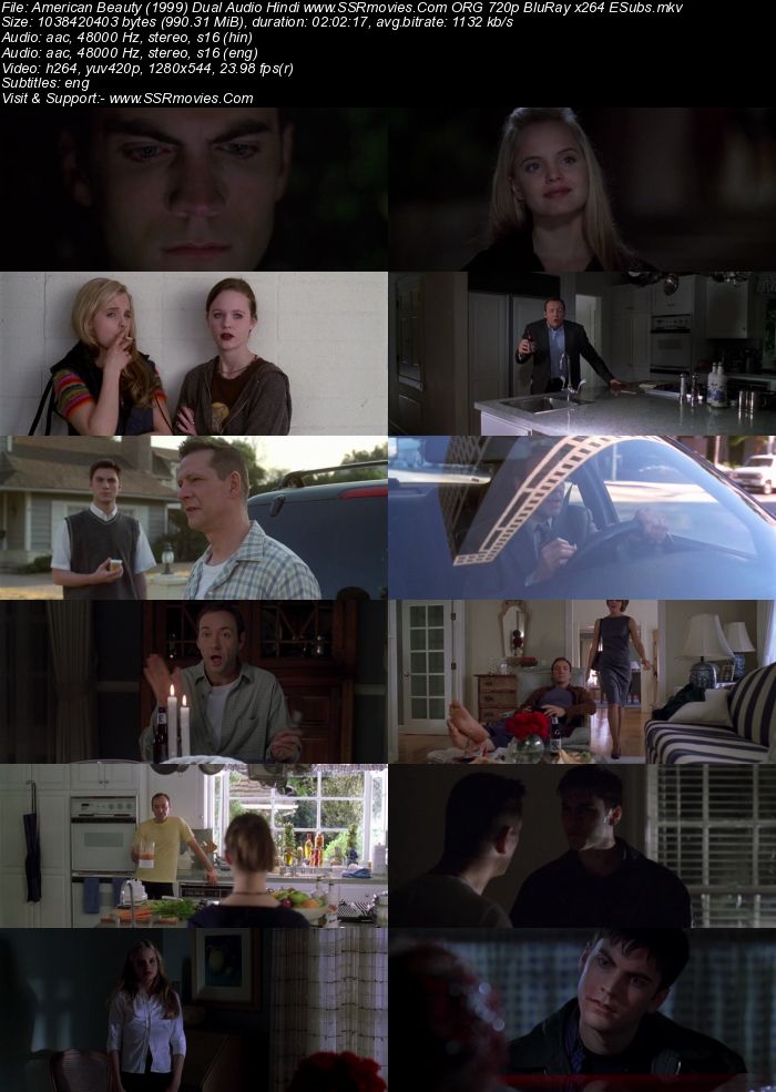 American Beauty (1999) Dual Audio Hindi 720p BluRay x264 950MB Full Movie Download