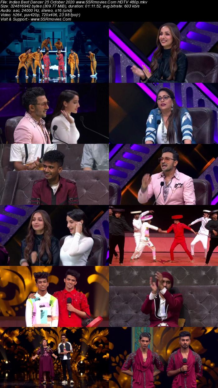 Indias Best Dancer 25 October 2020 HDTV 720p 480p x264 300MB Download