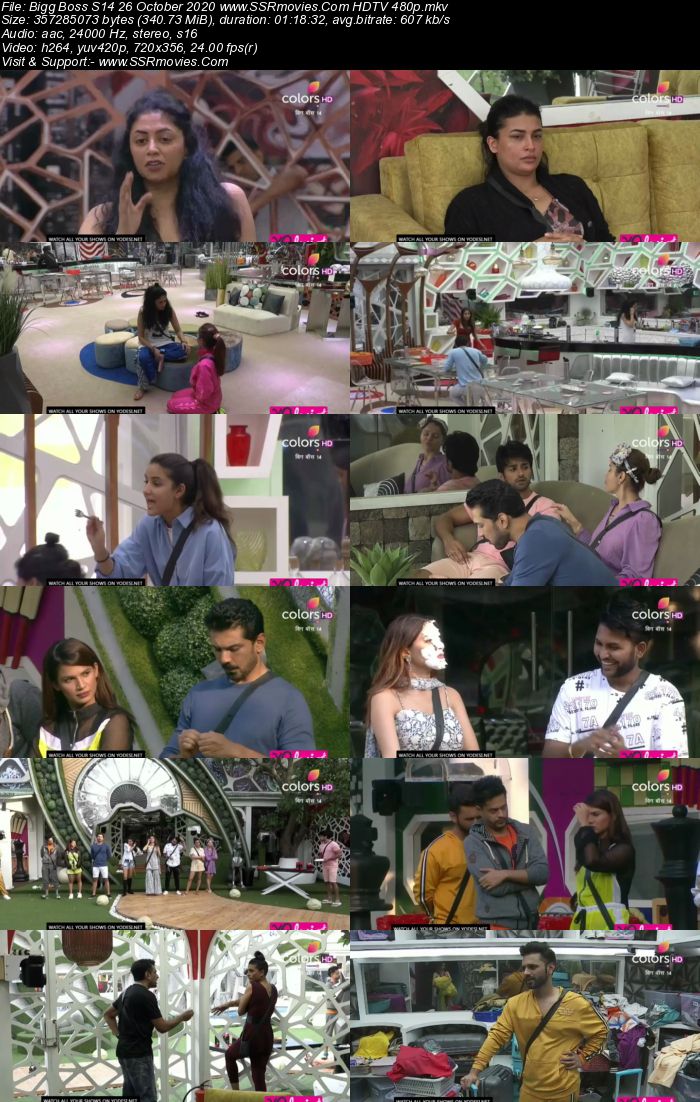 Bigg Boss S14 26 October 2020 HDTV 480p 720p 500MB Download