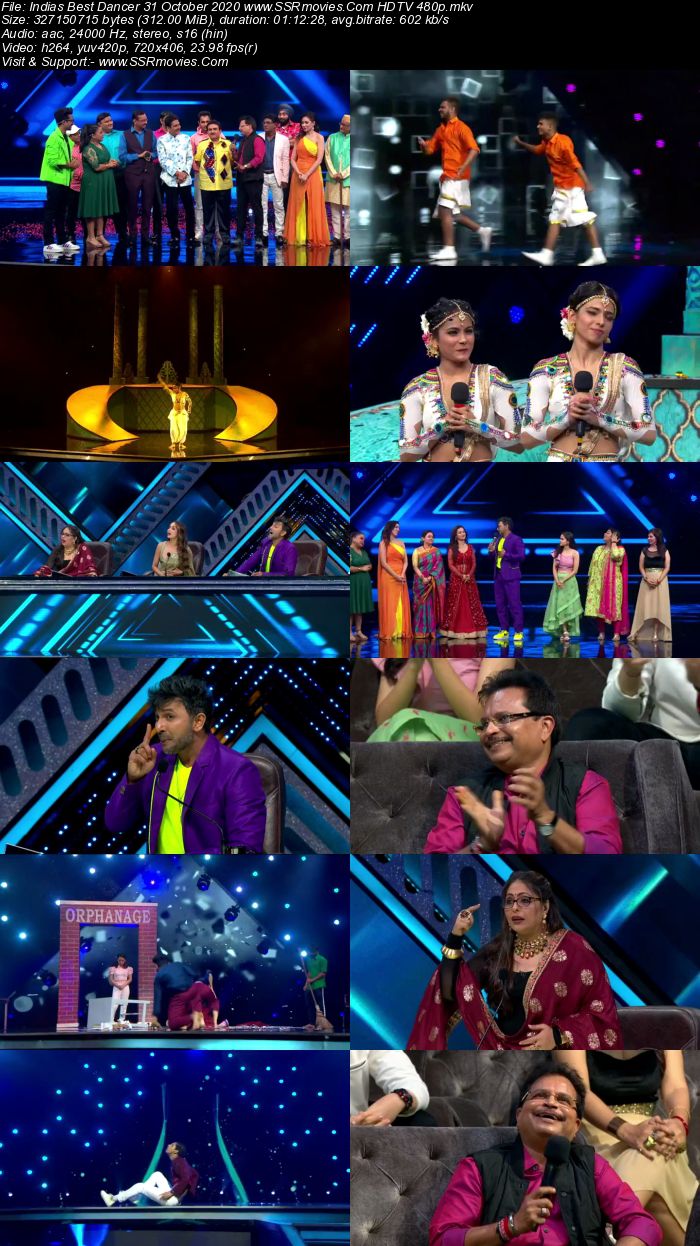 Indias Best Dancer 31 October 2020 HDTV 720p 480p x264 300MB Download