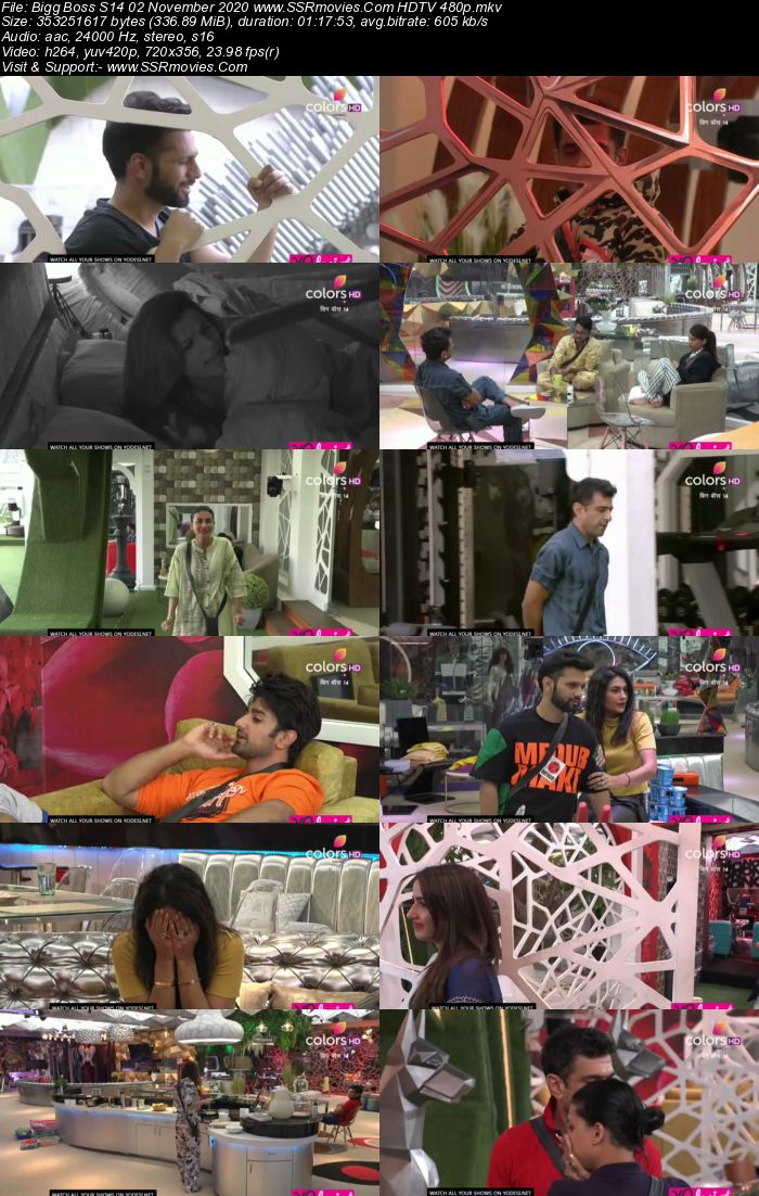 Bigg Boss S14 02 November 2020 HDTV 480p 720p 500MB Download