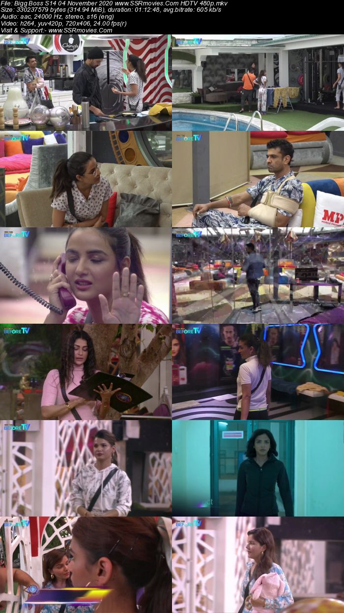 Bigg Boss S14 04 November 2020 HDTV 480p 720p 500MB Download