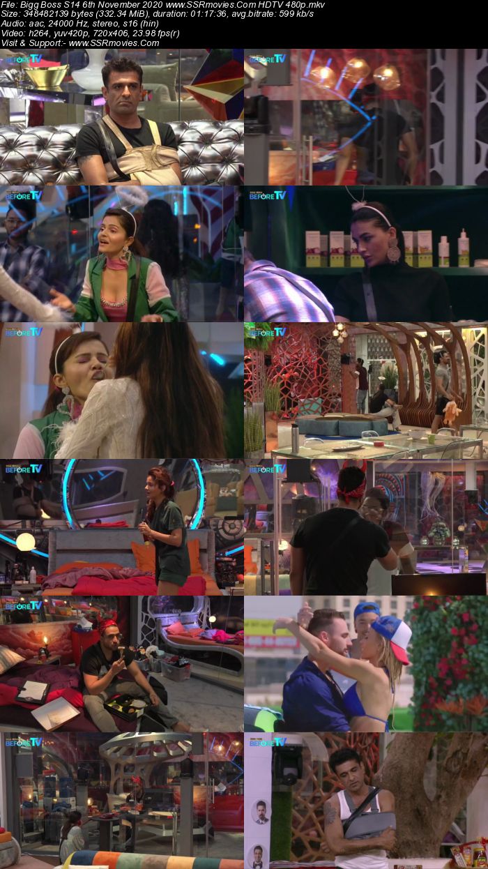 Bigg Boss S14 6th November 2020 HDTV 480p 720p 500MB Download