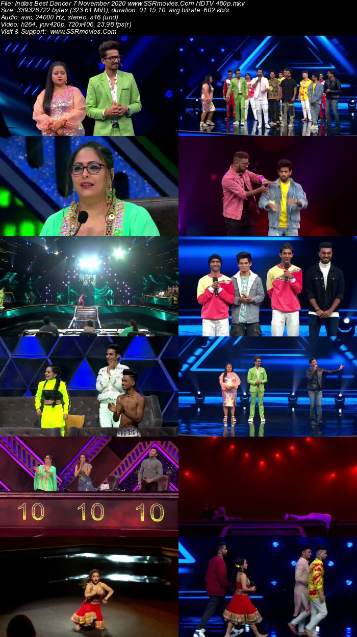 Indias Best Dancer 7 November 2020 HDTV 720p 480p x264 300MB Download