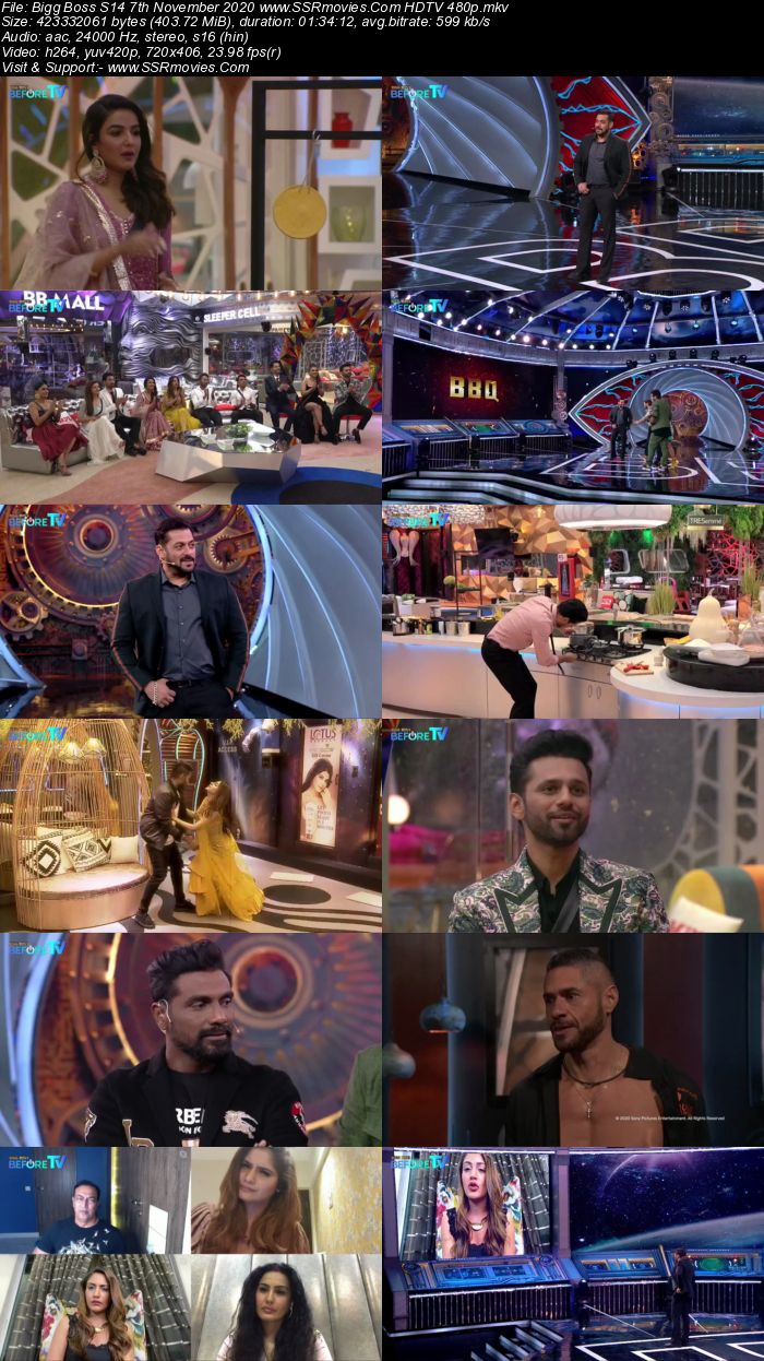 Bigg Boss S14 7th November 2020 HDTV 480p 720p 500MB Download