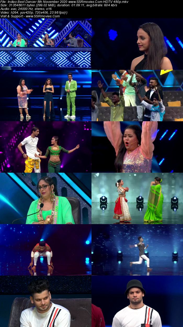 Indias Best Dancer 8 November 2020 HDTV 720p 480p x264 300MB Download