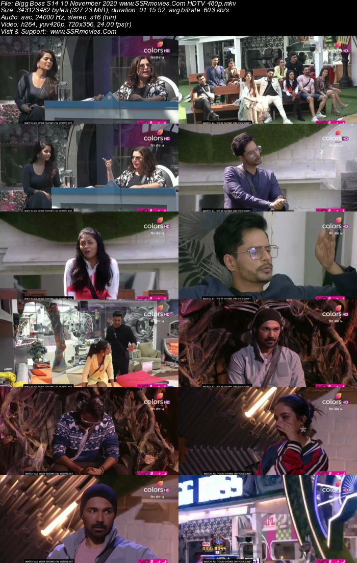 Bigg Boss S14 10 November 2020 HDTV 480p 720p 500MB Download