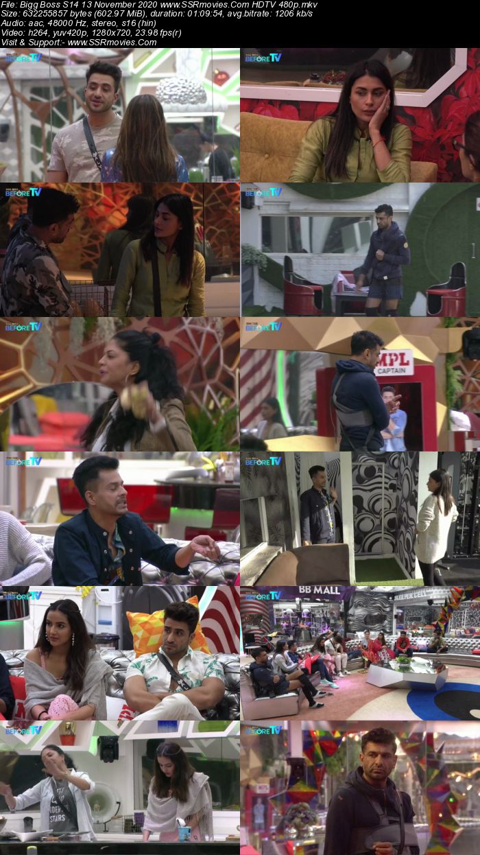 Bigg Boss S14 13 November 2020 HDTV 480p 720p 500MB Download