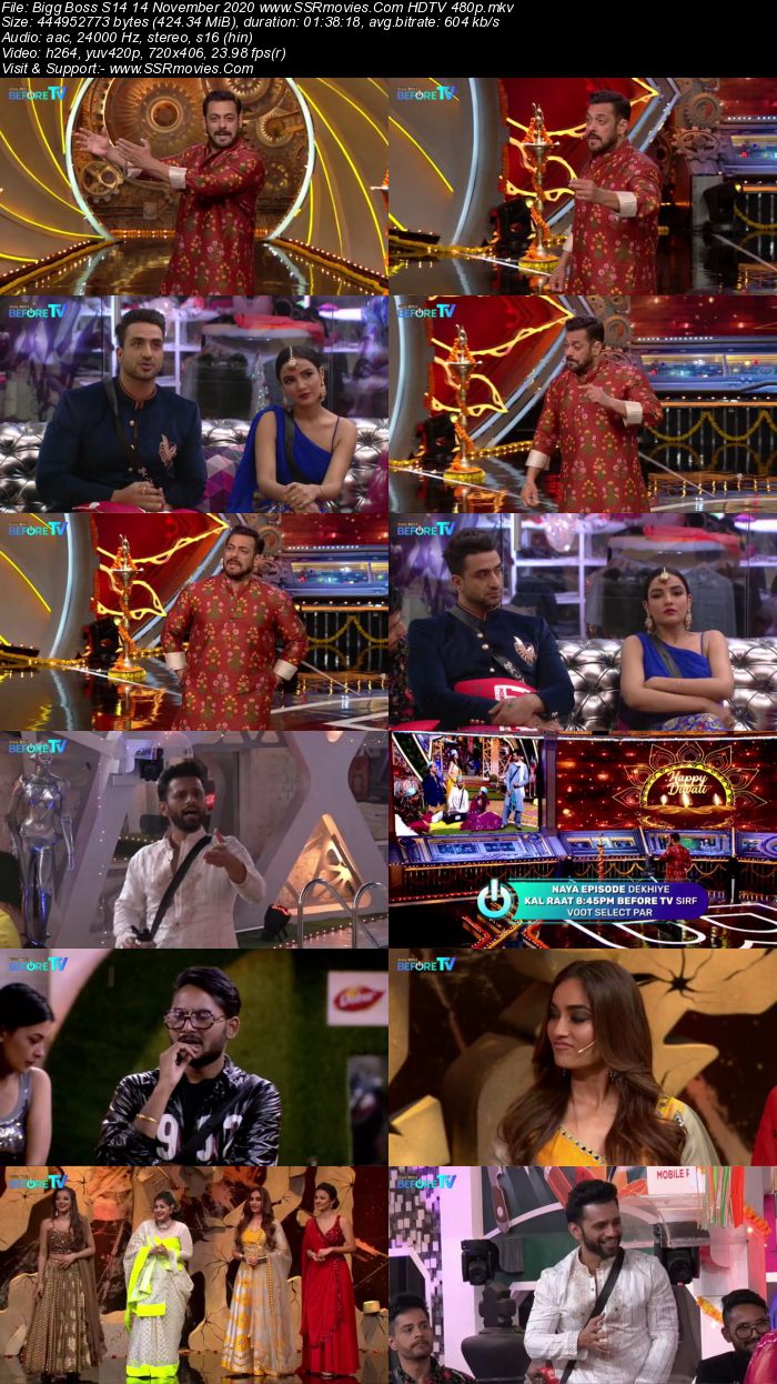 Bigg Boss S14 14 November 2020 HDTV 480p 720p 500MB Download