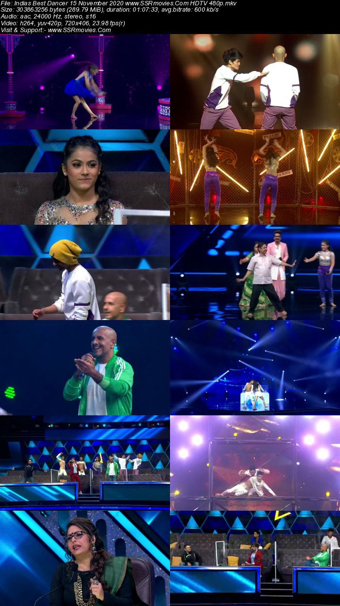 Indias Best Dancer 15 November 2020 HDTV 720p 480p x264 300MB Download