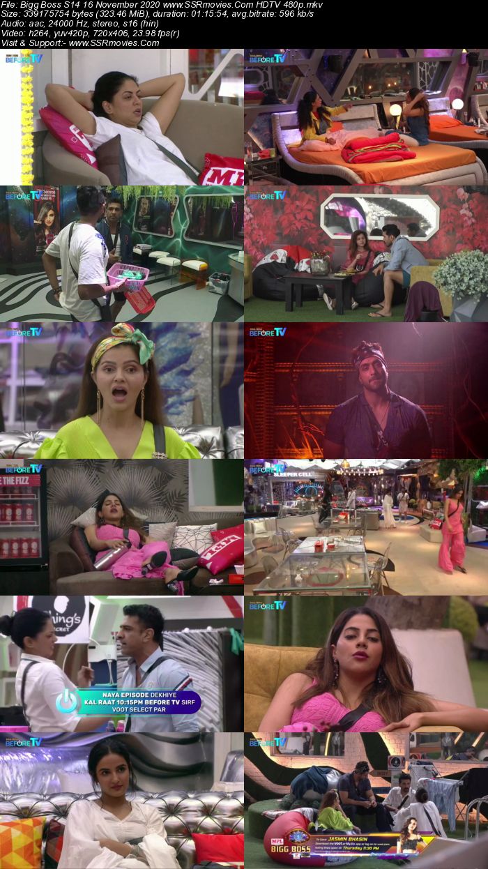 Bigg Boss S14 16 November 2020 HDTV 480p 720p 500MB Download