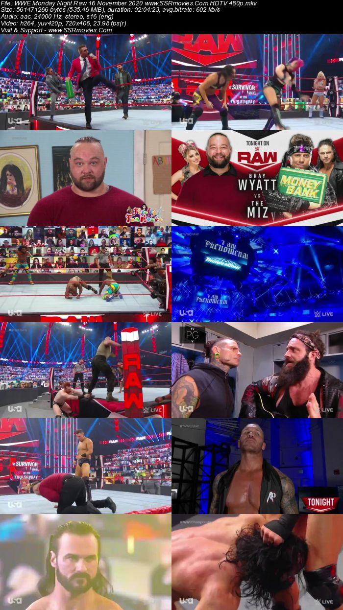 WWE Monday Night Raw 16 November 2020 HDTV 480p 720p Download