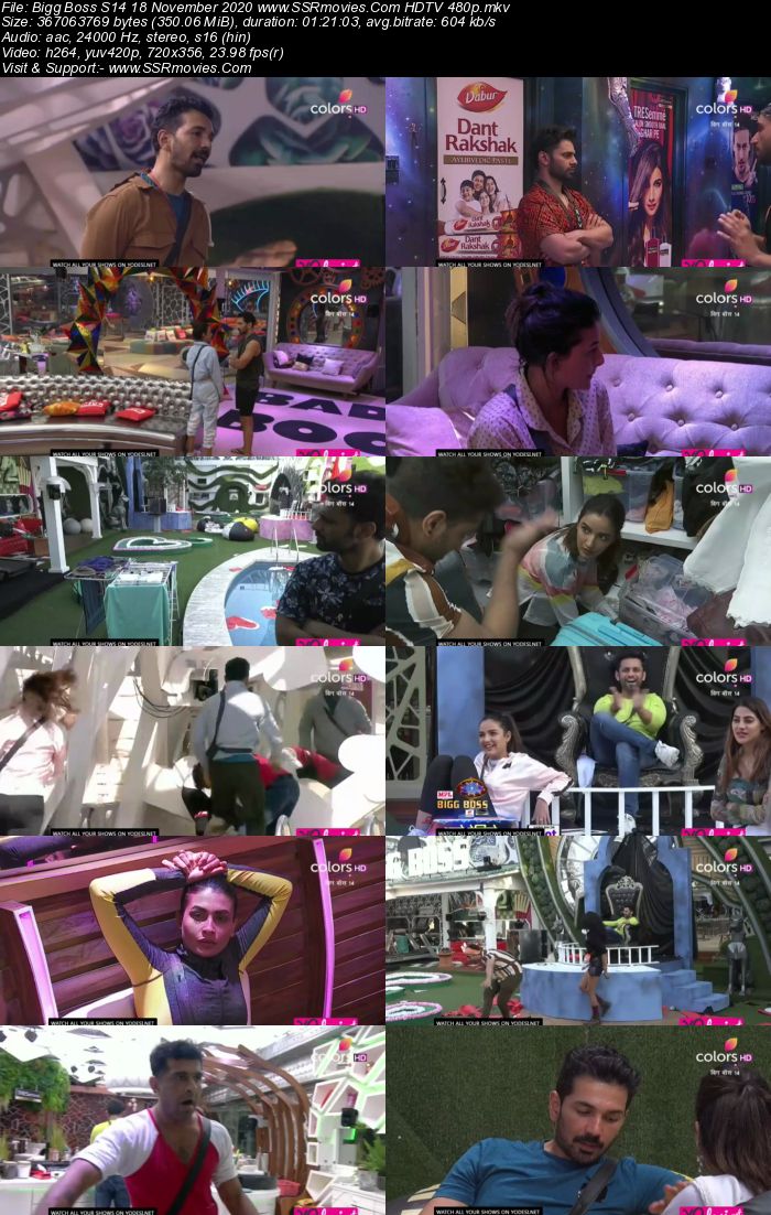 Bigg Boss S14 18 November 2020 HDTV 480p 720p 500MB Download