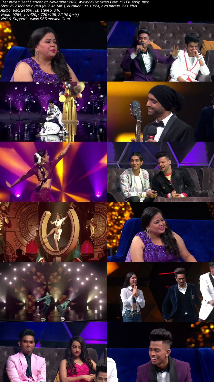 Indias Best Dancer 21 November 2020 HDTV 720p 480p x264 300MB Download