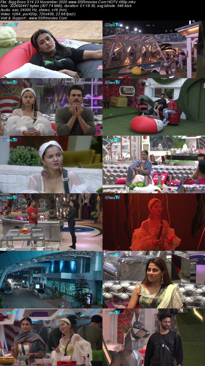 Bigg Boss S14 23 November 2020 HDTV 480p 720p 500MB Download