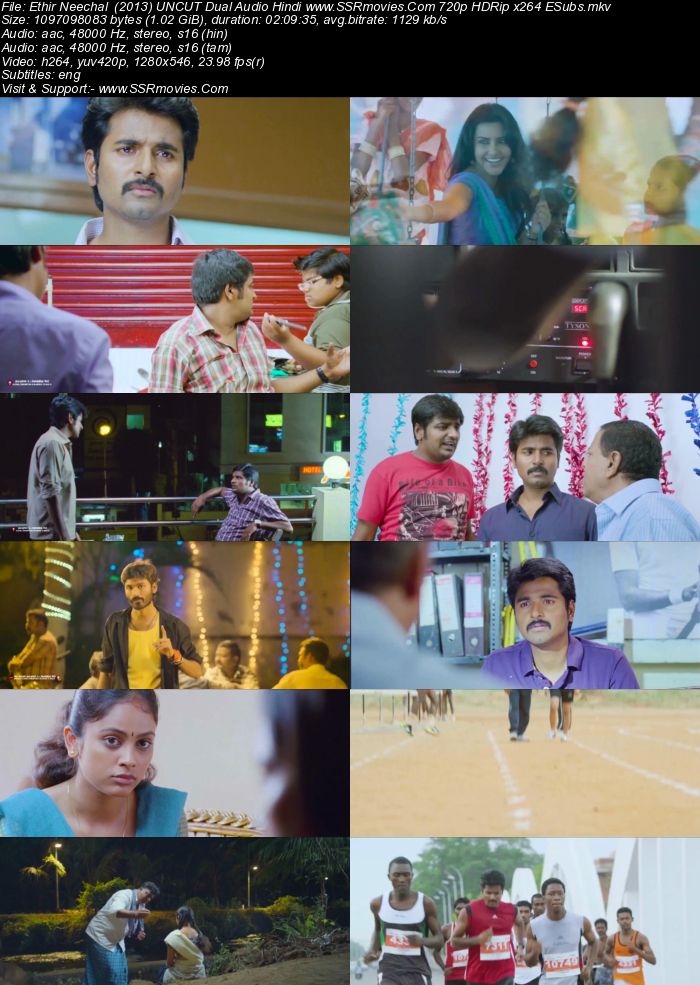 Ethir Neechal (2013) Dual Audio Hindi 480p HDRip x264 400MB ESubs Full Movie Download