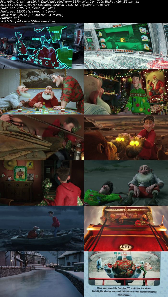 Arthur Christmas (2011) Dual Audio Hindi 480p BluRay 350MB ESubs Full Movie Download
