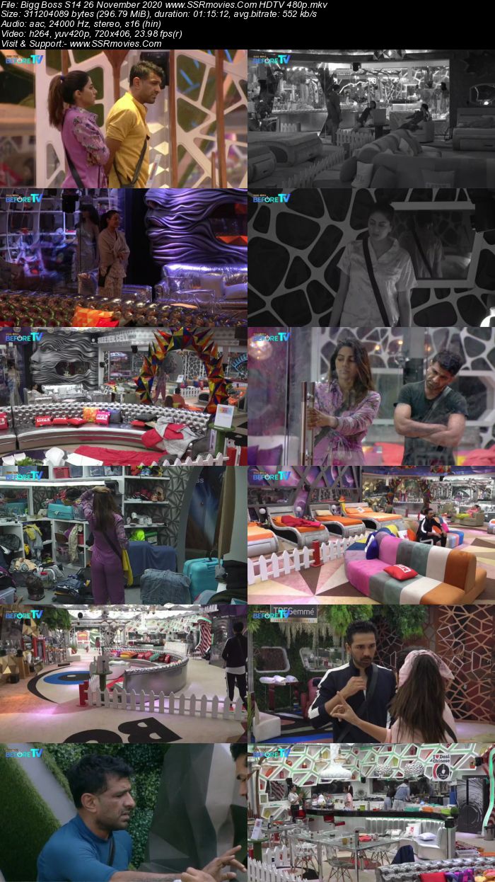 Bigg Boss S14 26 November 2020 HDTV 480p 720p 500MB Download