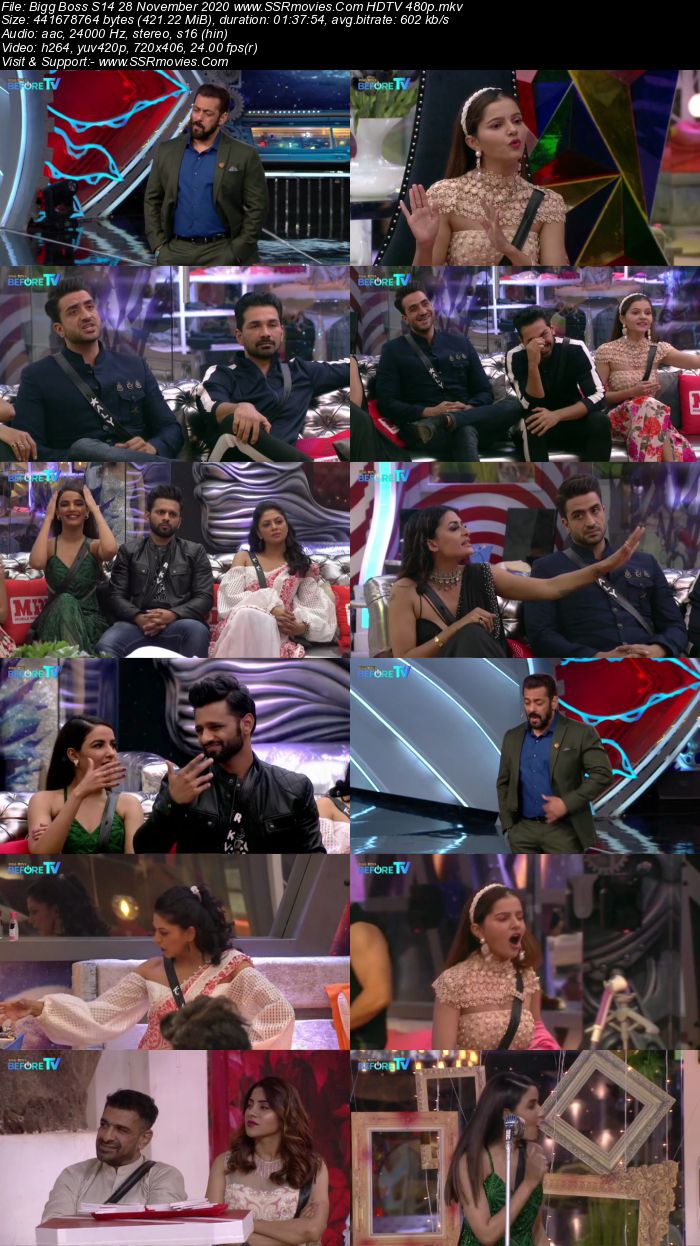 Bigg Boss S14 28 November 2020 HDTV 480p 720p 500MB Download